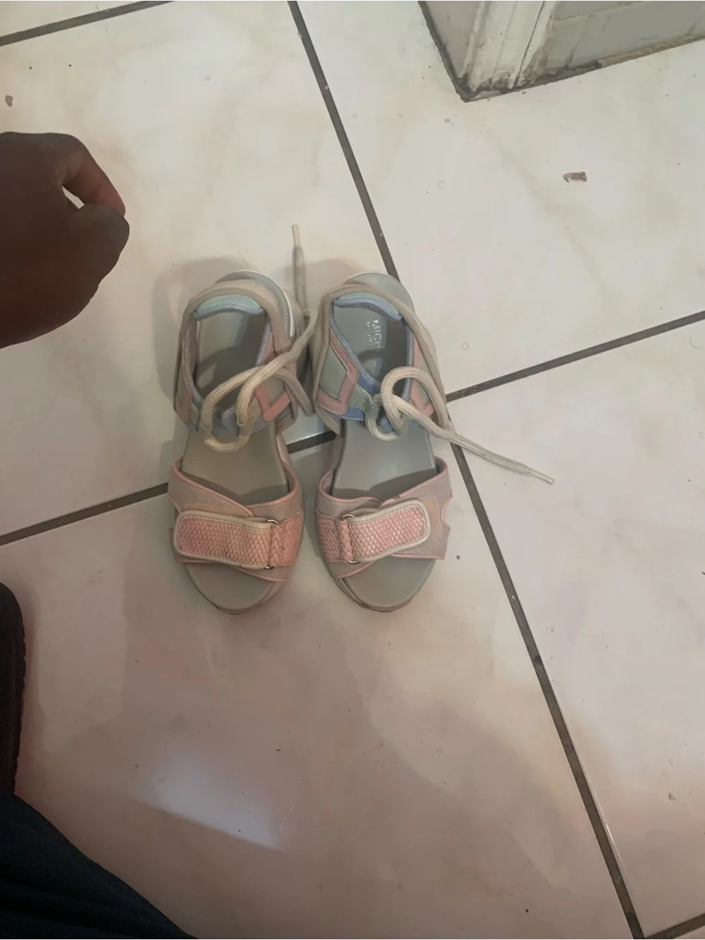 Michael Kors Kids White and Pink Sport Sandals